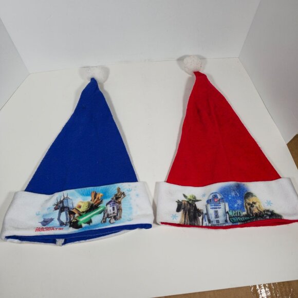 Star Wars Holiday Santa Hats Set Featuring Yoda R2D2 Chewbacca & More - Picture 1 of 11